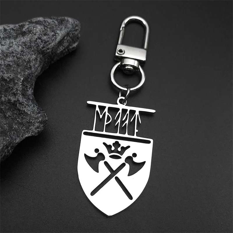 

Vintage Nordic Shield Axe Runes Pendant Keychain For Women Men Stainless Steel Silver Color Crown Male Keyring Jewelry Gifts
