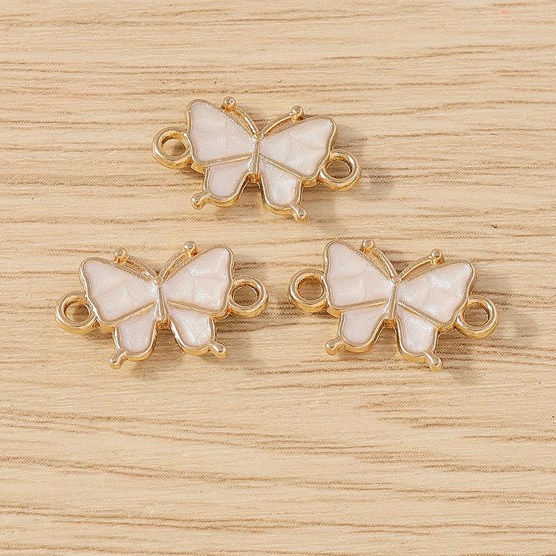10 Stück niedliche Mini-Emaille-Fliegen-Schmetterlings-Anhänger, Verbindungsstücke für die Schmuckherstellung, DIY, handgefertigte Armbänder, Halsketten, Bastelzubehör – Detail 10