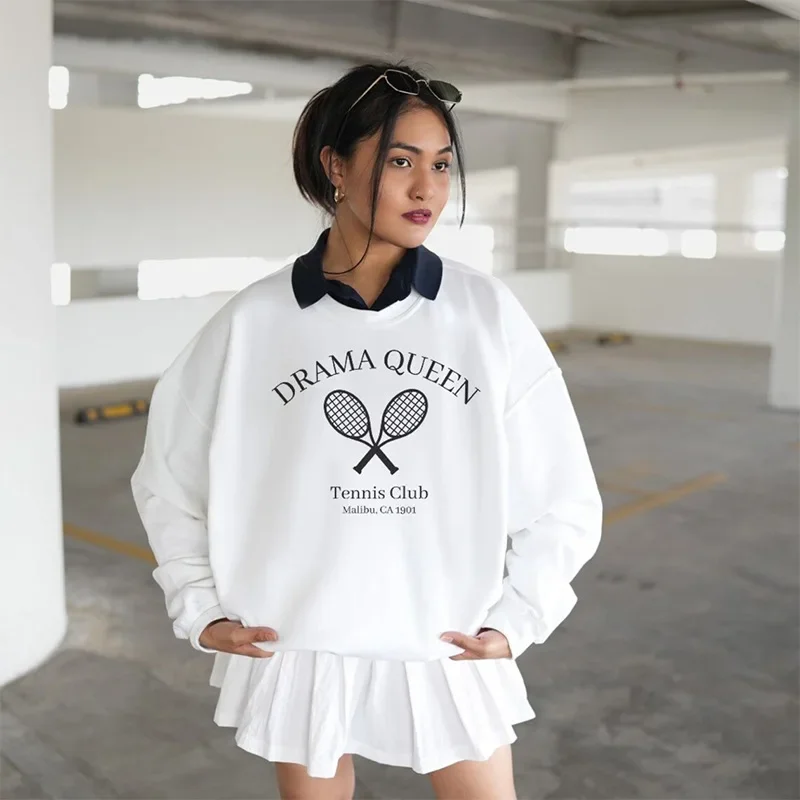 American Vintage Tennis Club Letters Printed Y2K Sweatshirts Loose Cotton Long Sleeve 2024 Autumn Pullover Street Fashion Jumper