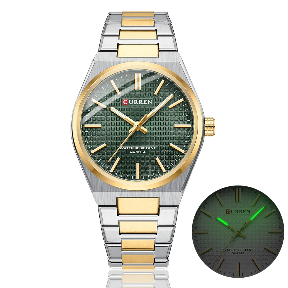 CURREN Fashion Brand Watches for Men Simple Quartz Stainless Steel Strap Waterproof Wriswatches with Luminous Hands