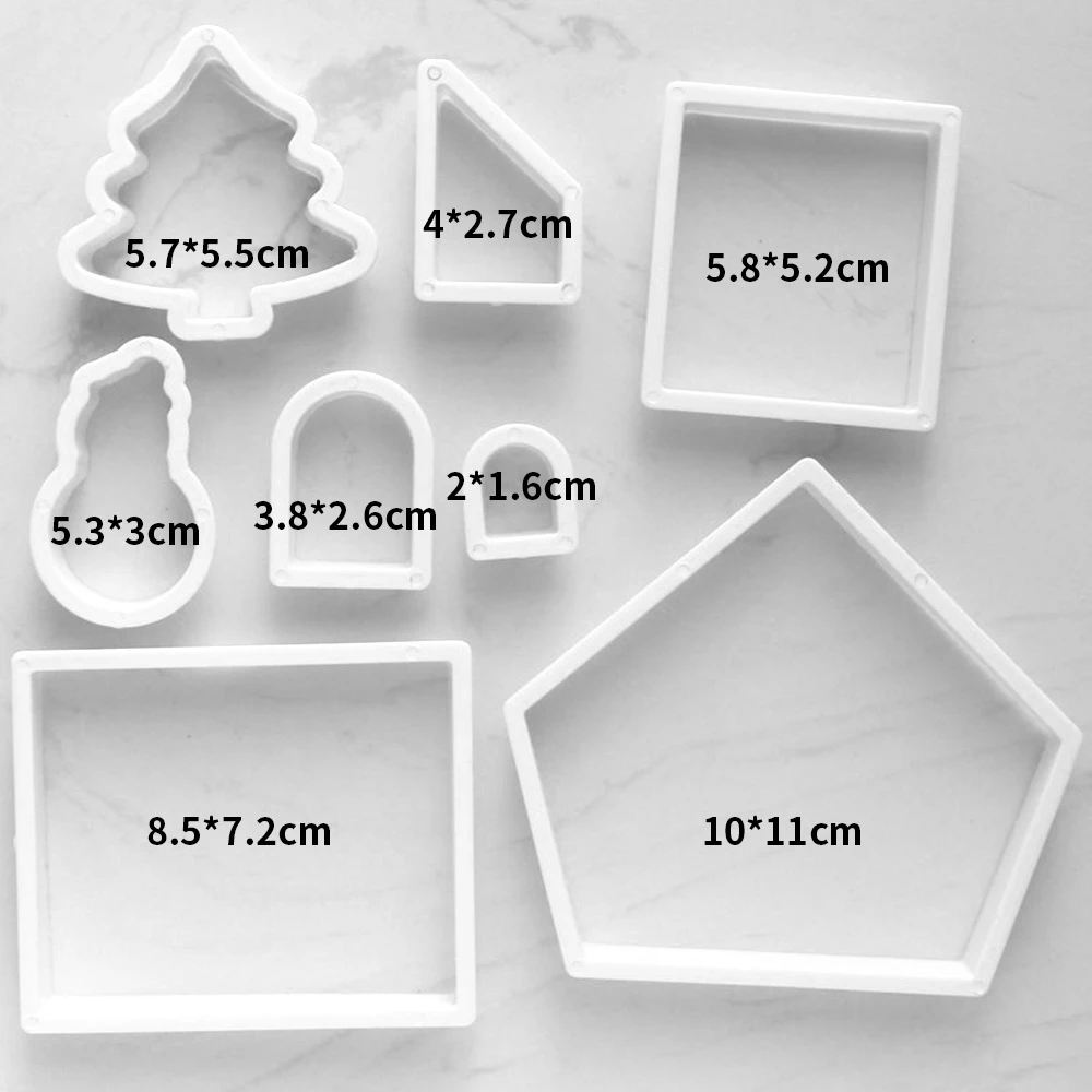 3D Christmas Gingerbread House Mould Plastic Cookie Cutter Set DIY Biscuit Mold Pastry Cake Stamp Baking Tools Accessories