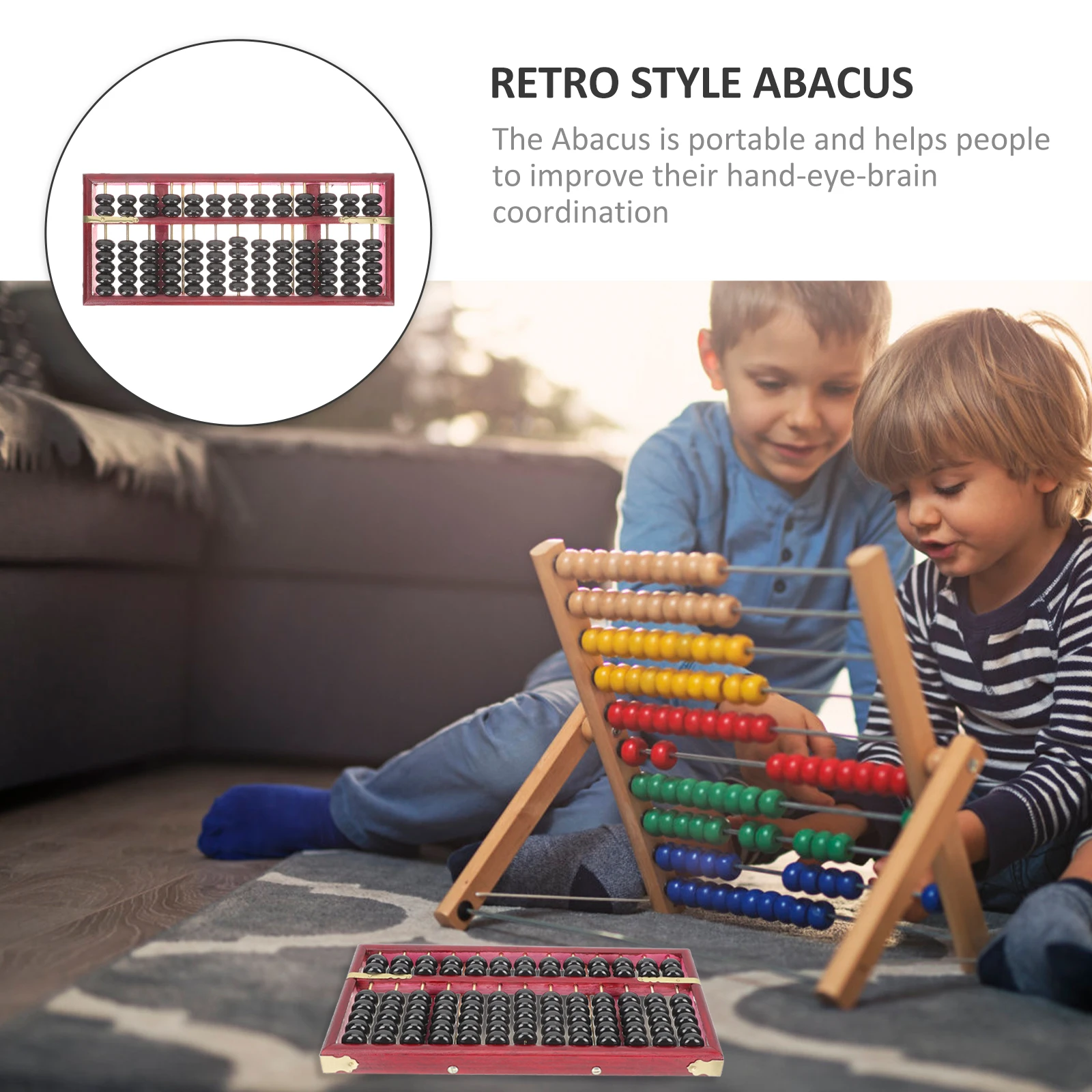 レトロそろばん 13 列 7 ビーズ子供のおもちゃ赤木製ポータブル学用品操作数学ツール装飾富