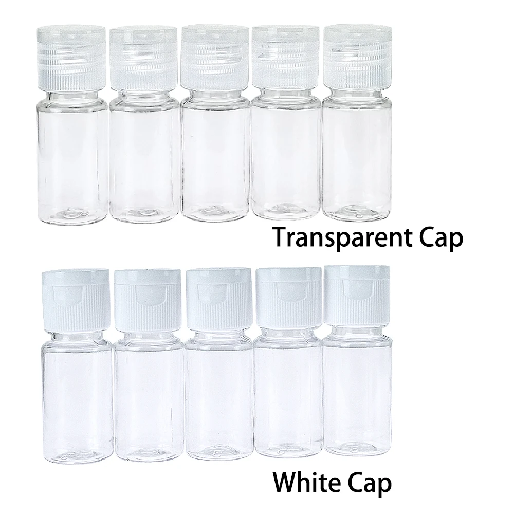 

10ml Flip Cap Plastic Cosmetics Lotion Jars Refillable Empty Transparent Squeeze Vials Mini Sample Bottles 20Pcs or 100Pcs