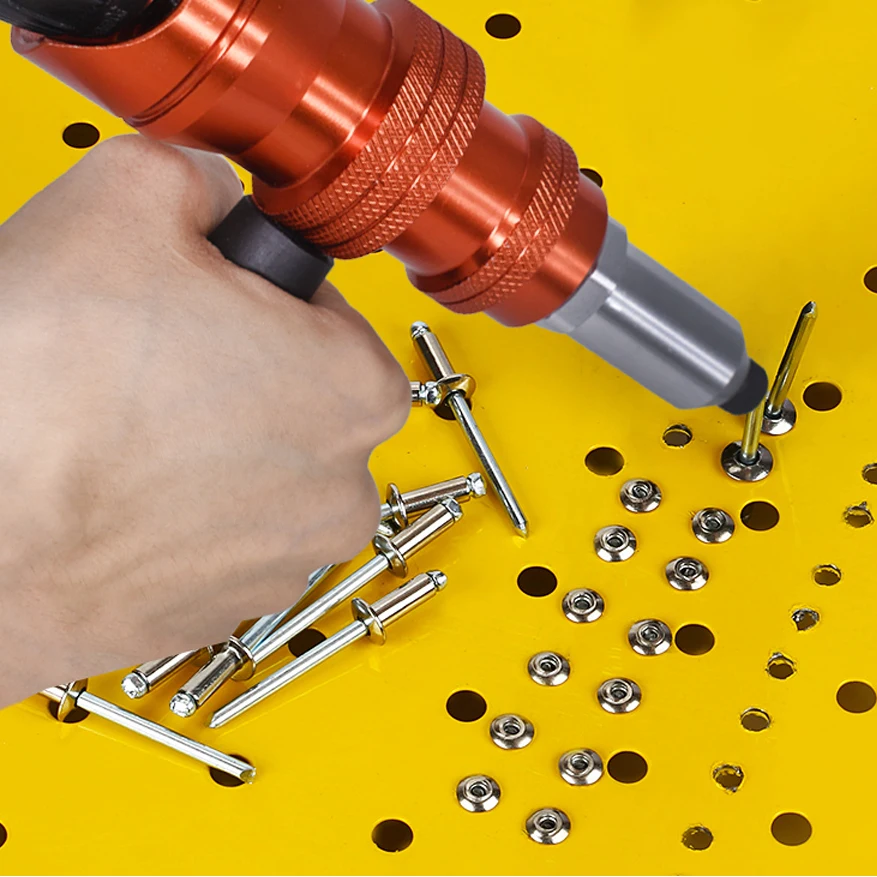 Upgrade Electric Rivet Gun 2.4mm-4.8mm Riveting Adapter Insert Cordless Drill Aluminum Rivet Nut Riveter Insert Nail Power Tools