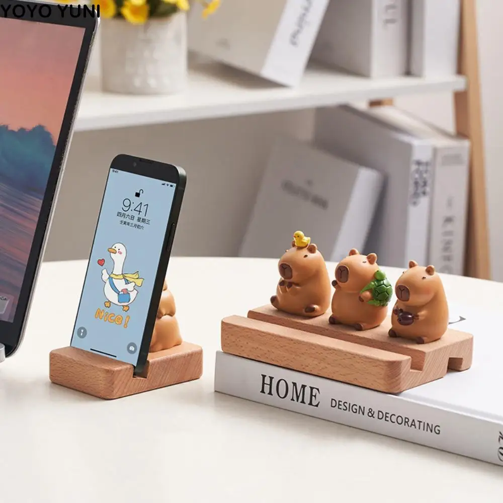 

Figure Model Capybara Phone Holder PVC Doll Desk Decor Capybara Mobile Phone Stand Support Cartoon Capybara Cell Phone Bracket