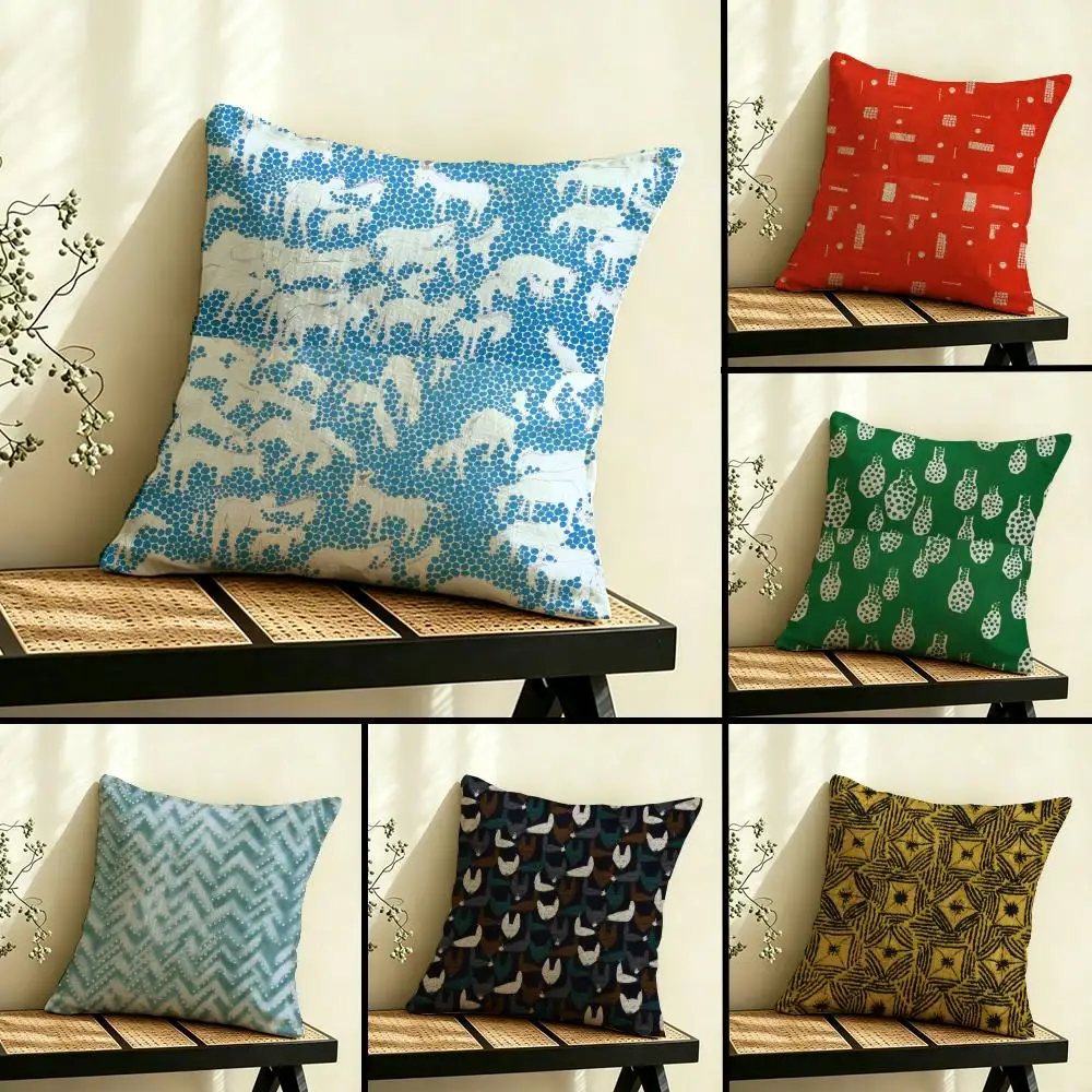 Cushion Cover Linen Double-Sided Pillowcase Sofa Cushion Cover Multi-Size Home Decor F-Floral printS