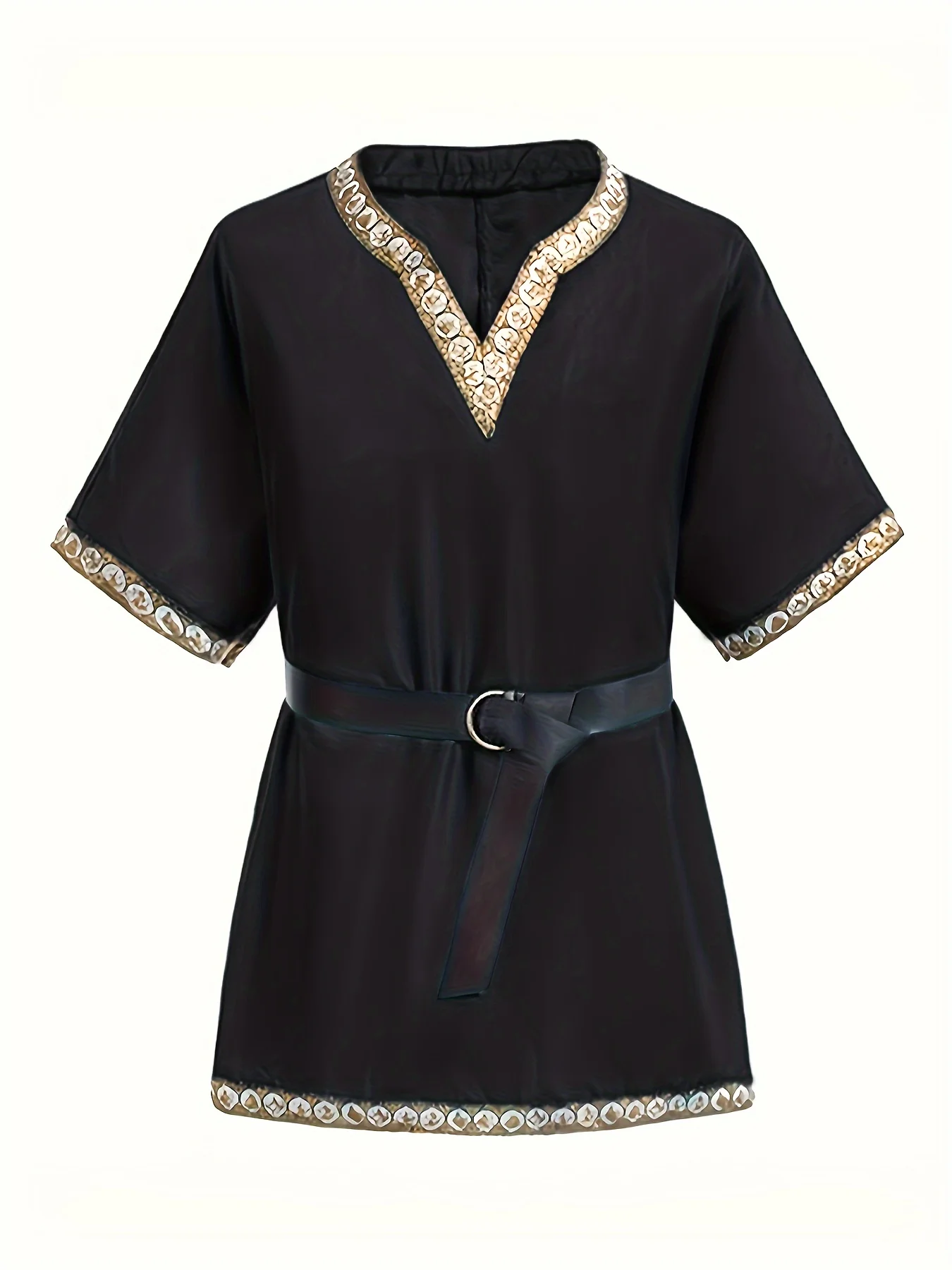 

Men's Costume Pirate Outfit Solid Color Belt Polyester (Polyester) V-Neck Non-Stretch Semi-Sleeve Mid-Length
