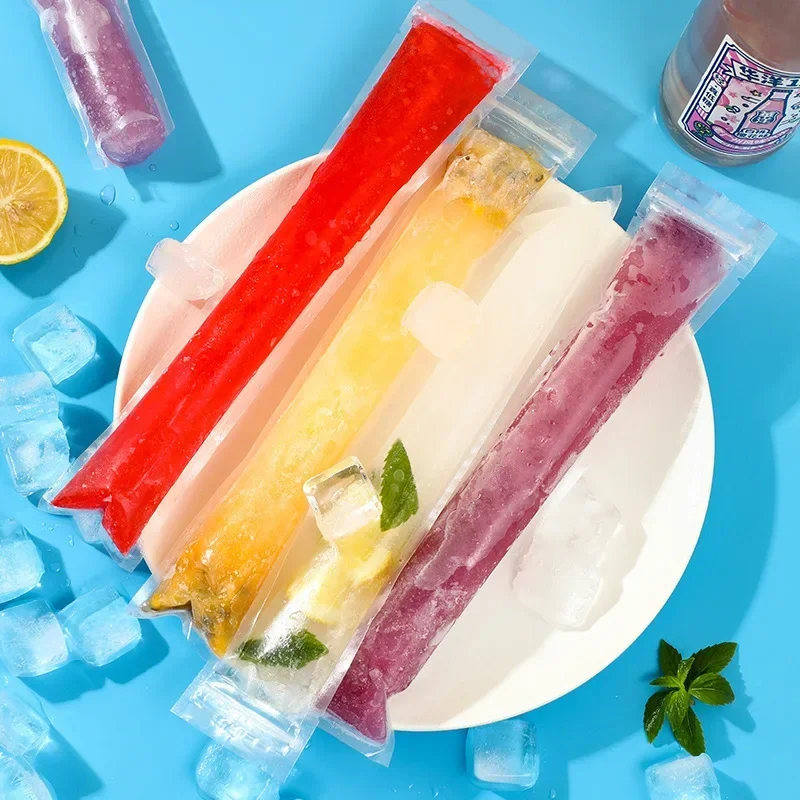 Summer Disposable Ice Popsicle Bags for DIY Ice Cream Pops Fruit Juice Smoothies Yogurt Mold Bag with Zipper Seal Packaging Bags