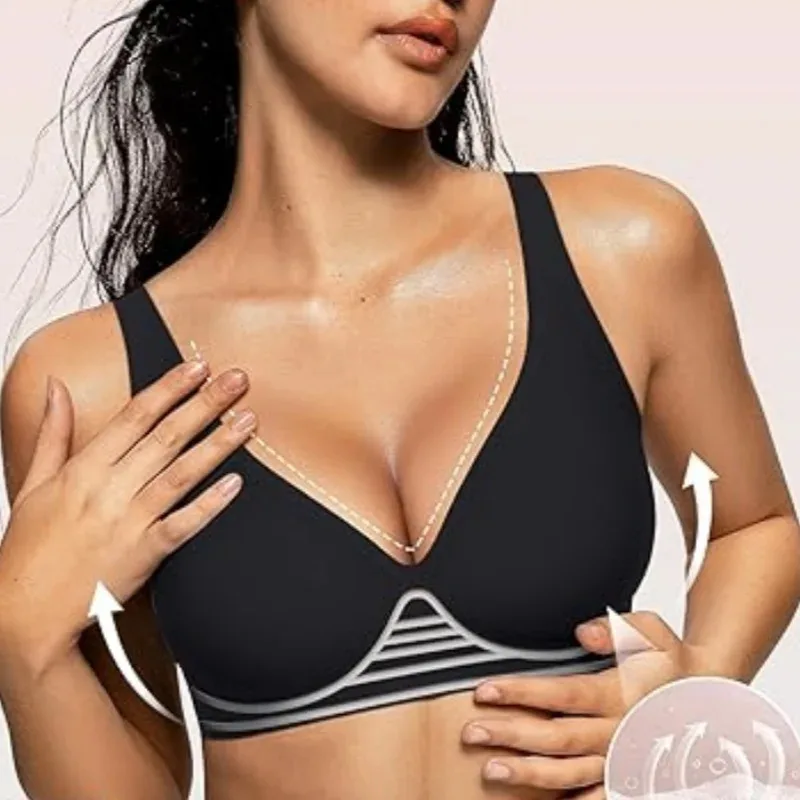 

Женские бесшовные бюстгальтеры-топы с глубоким V-образным вырезом, без косточек, комфортные, поддерживающие, с эффектом пуш-ап, модель fi/3