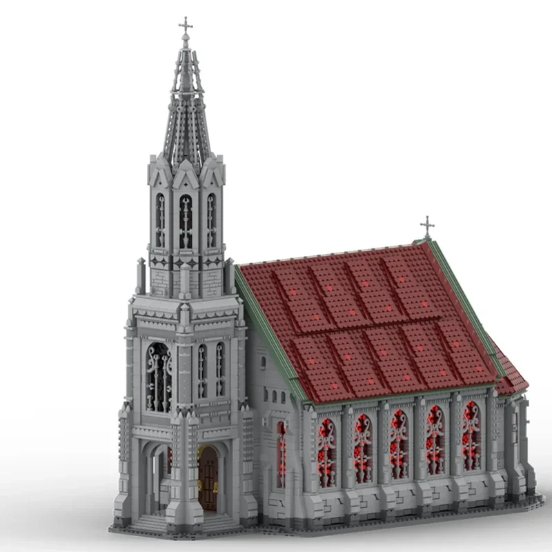 Street View Modell Moc Bausteine Alte Kirche Architektur Modell Technologie Ziegel DIY Montage Bau Spielzeug Urlaub Geschenke