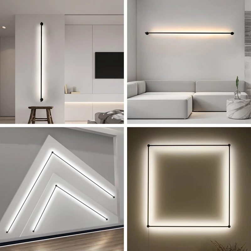 Minimalist Linear LED Wall Lamp L50/100/150cm Long Strip Free Combination Art Wall Sconce Livingroom Background Decorative Light