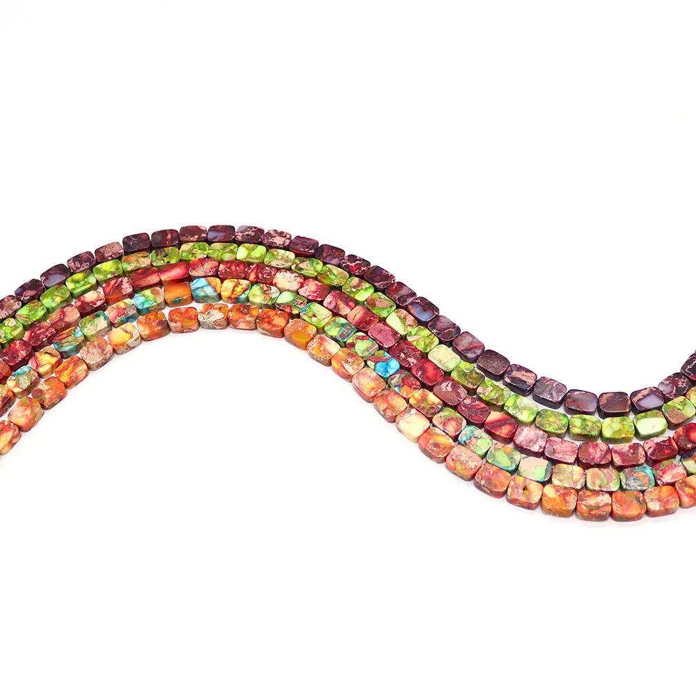 

6x8mm Rectangular Imperial Stone Bead Dyed Semi-precious Stone Straight Hole Loose Bead DIY Retro Fashion Necklace Bracelet Gift