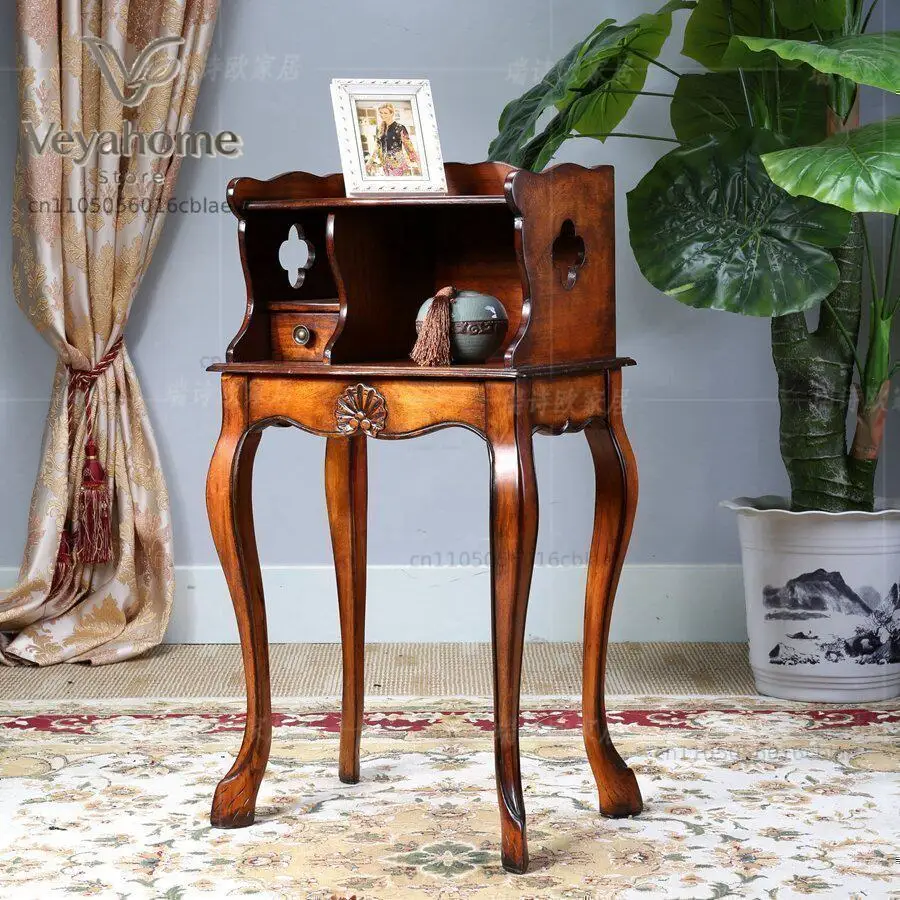American rural fragrant camphor wood solid wood corner table, small coffee table for books and newspapers