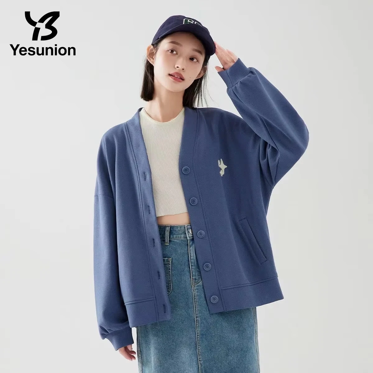 

Korean Autumn Women's Casual Loose V-Neck Sweater Open Cardigan New Style Knitted Coat Thin Sweatshirt Office Lady Female