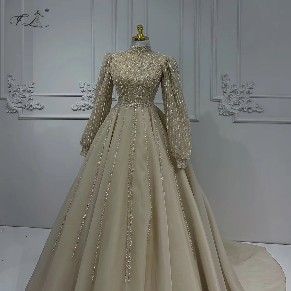 

Вечернее платье из бисера Мусульманское вечернее платье Вечернее платье цвета шампанского Платье трапециевидной формы со шлейфом и длинными рукавами Платье для особых случаев Настраиваемый