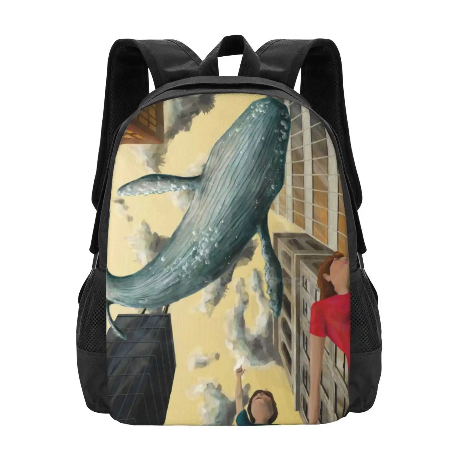 Whale In The Sky Hot Sale Schoolbag Backpack Fashion Bags Whale Dream Fantasy Epic Animals