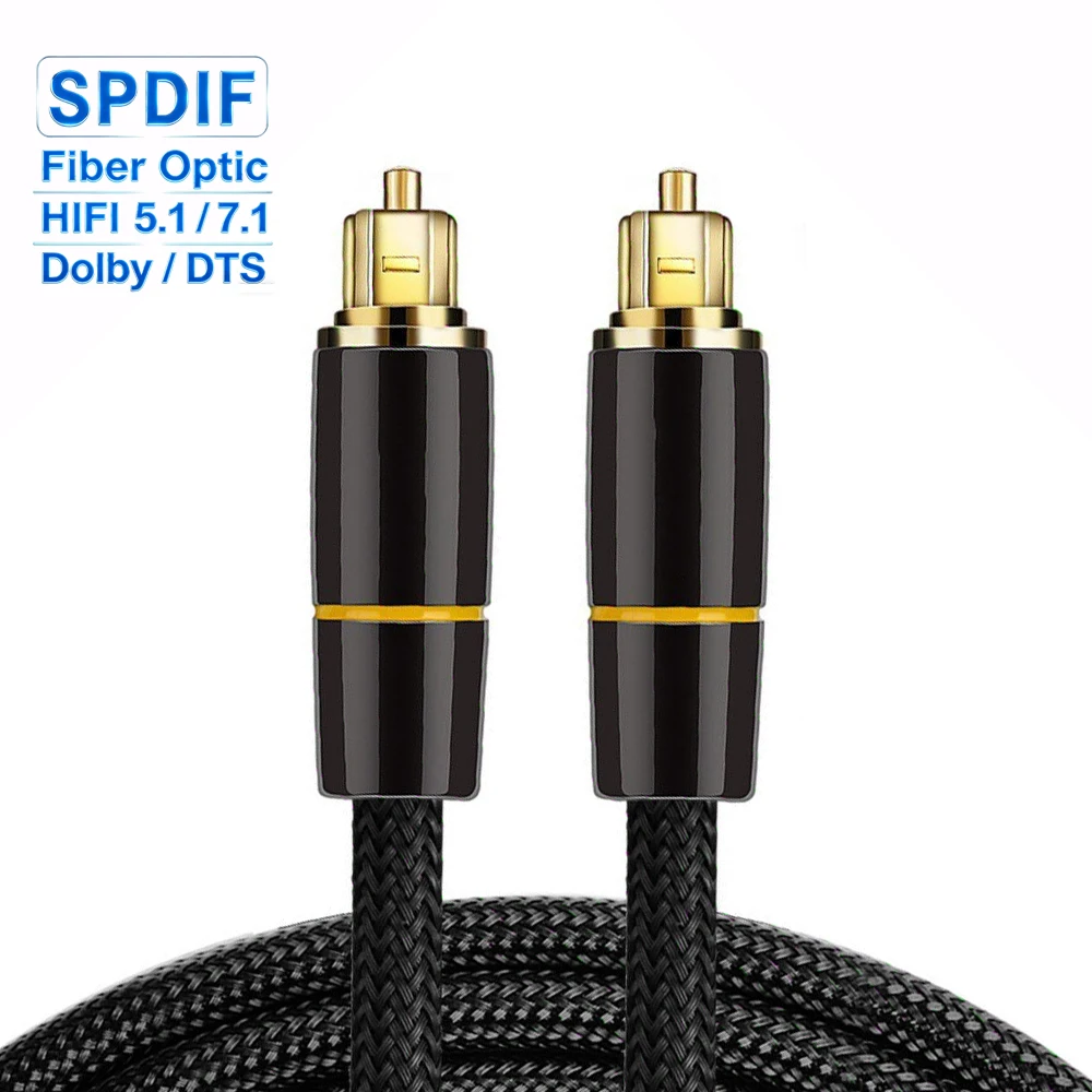 Gold Plated Toslink SPDIF Fiber Audio Cable Optical Wire Dolby DTS 7.1 Surround Sound For TV Sound Bar Amp PS4 PS5 Xbox Console