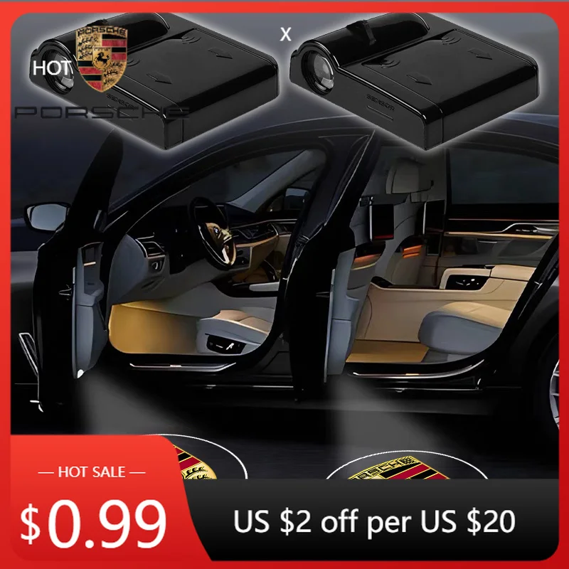 

Car Sticker For Porsche Cayman Cayenne 911 Macan Car Door LED HD Welcome Courtesy Shadow Projector Lamp Logo Light For Porsche