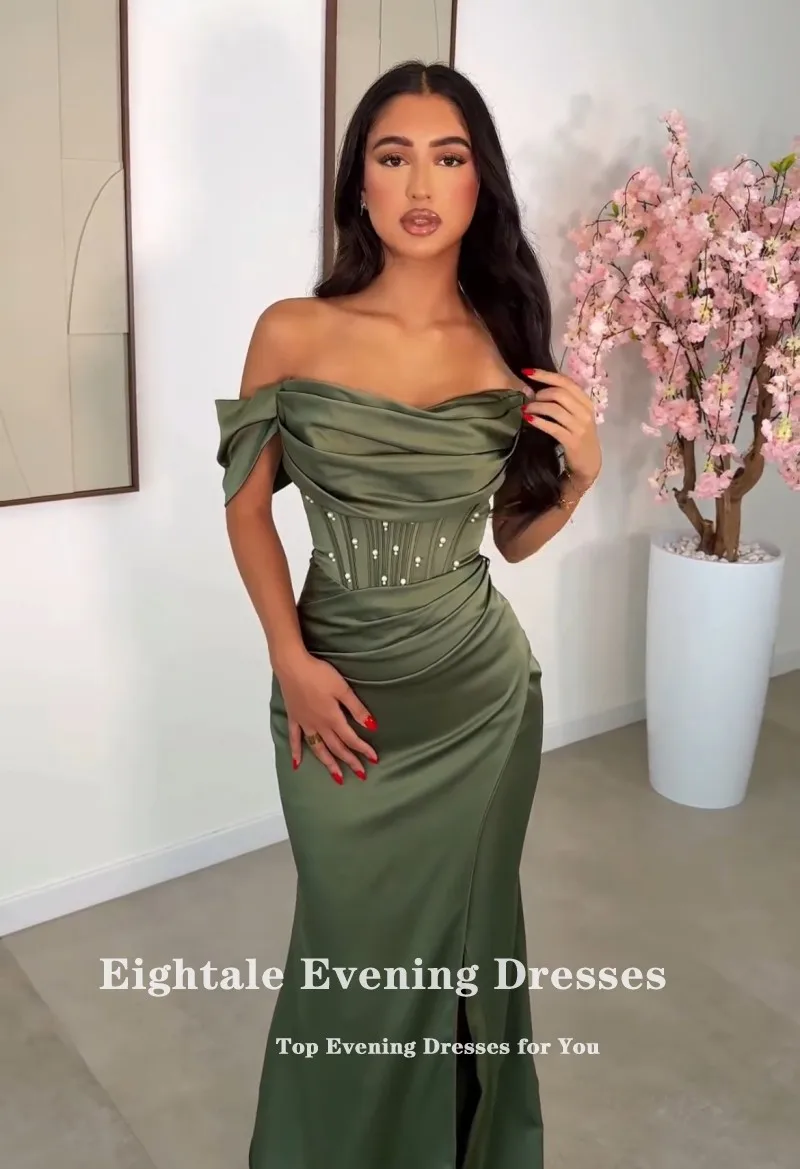 Eightale อาหรับชุดราตรีที่กําหนดเองปิดไหล่ลูกปัดซาติน Mermaid PROM Gowns งานแต่งงาน Abendkleider Hochzeit