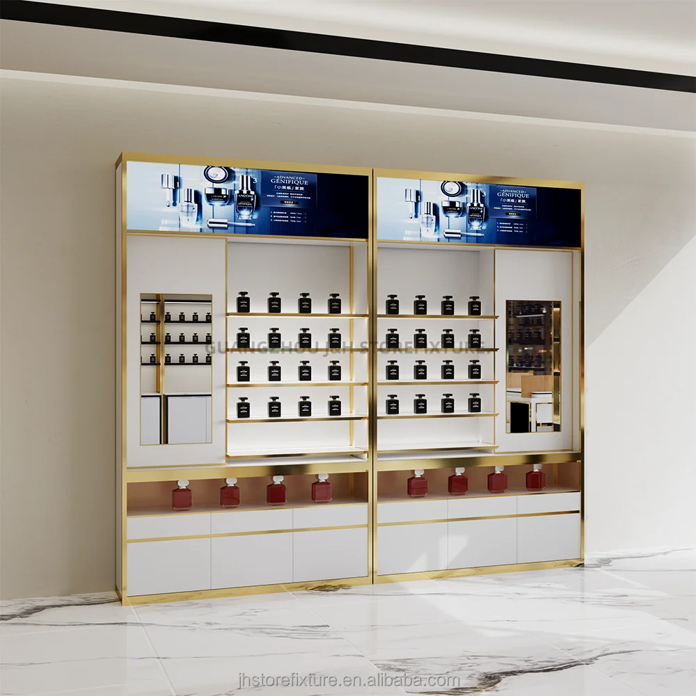 Custom. Custom. Custom. Hot Koop Retail Parfum Parfum Kiosk Muur Display Plank Houten Plank Parfum Cosmetische Winkel Interieur Ontwerp