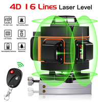 4D 16 Lines Laser Level 360° Green Beam Light Horizontal Vertical Self Leveling Cross Line Laser Level Remote Control