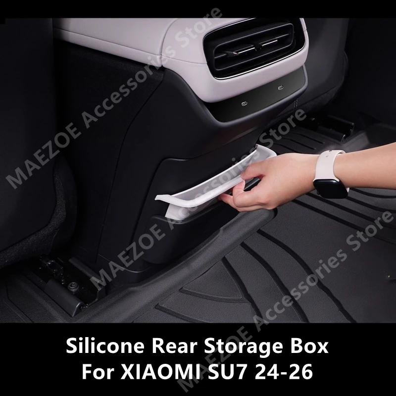 

For XIAOMI SU7 24-26 Silicone Rear Storage Box,Car Interior Decoration Protection Modification Accessories Refit