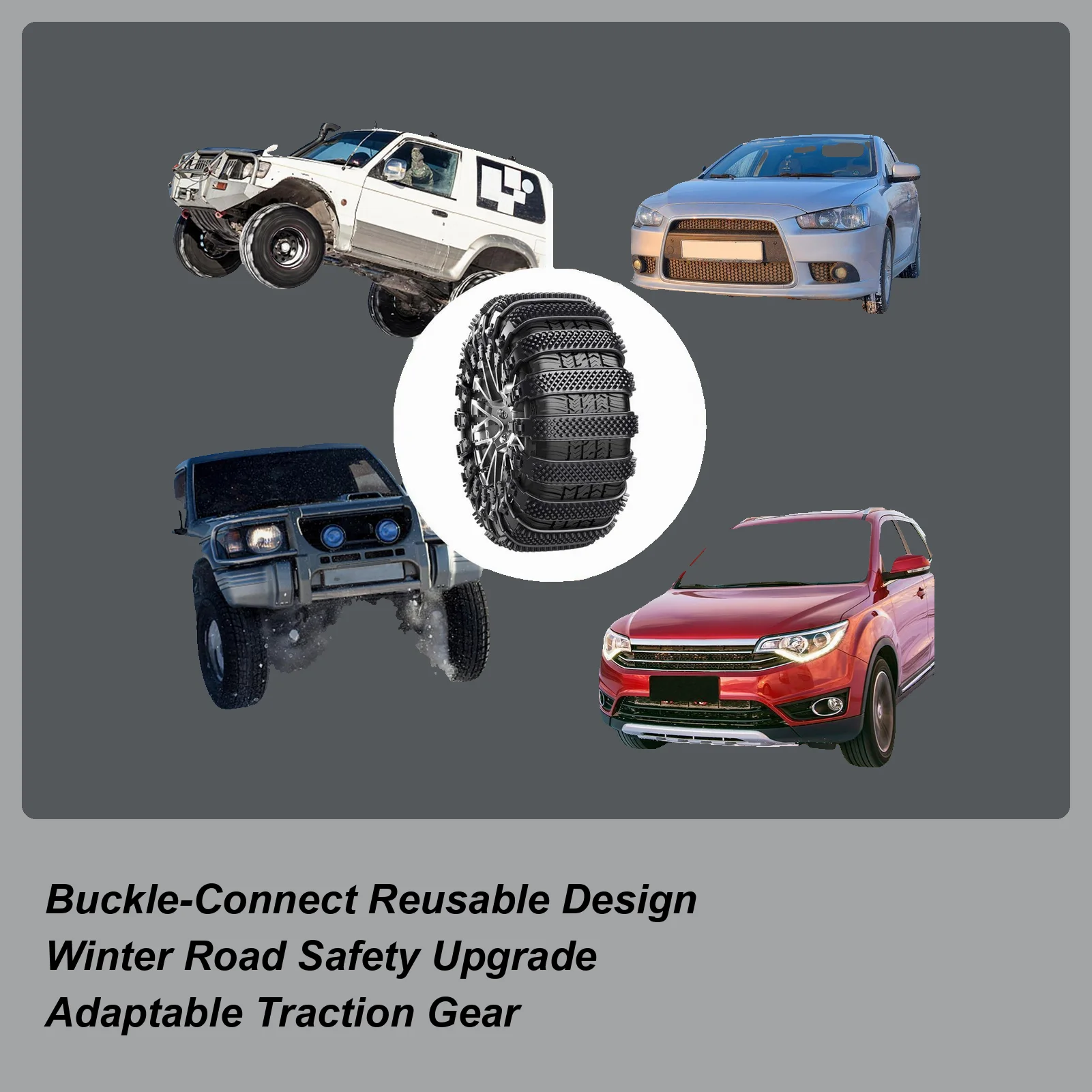 

Цепи для снежных шин, многоразовые тяговые тросы, 5-компонентные автомобильные противоскользящие цепи для снежных шин для автомобиля, скутера, внедорожника, седана, грузовика