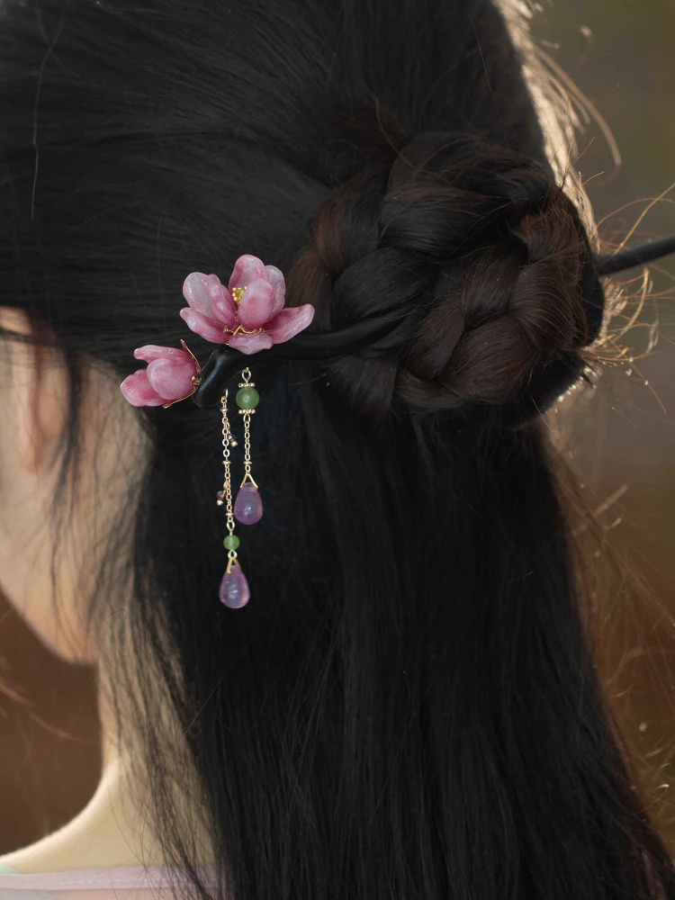 골동품 머리핀 여성 산책 술 디스크 머리 나무 머리핀 치파오 머리 장식 새로운 중국어 액세서리