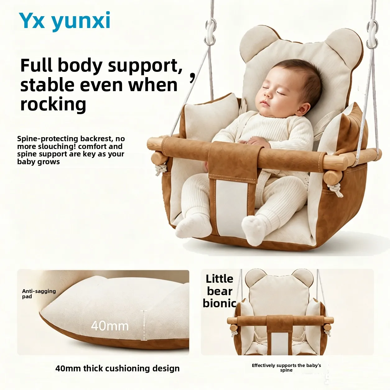 Baby Swing Chair Toddler Infant Safe Sensory Hanging Seat Portable Rocking Cradle Indoor Outdoor Home Garden for Kids
