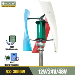 3KW Wind Generator Inner Air Duct 2000W 3000W Small Free Energy Wind Turbine Power Permanent Maglev 12v 24v with MPPT Controller