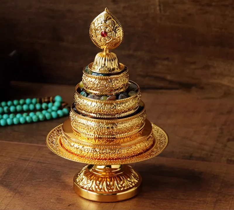 

Chinese Tibetan Alloy Manzha Plate Small Buddha Eight Auspicious Manzha Plate