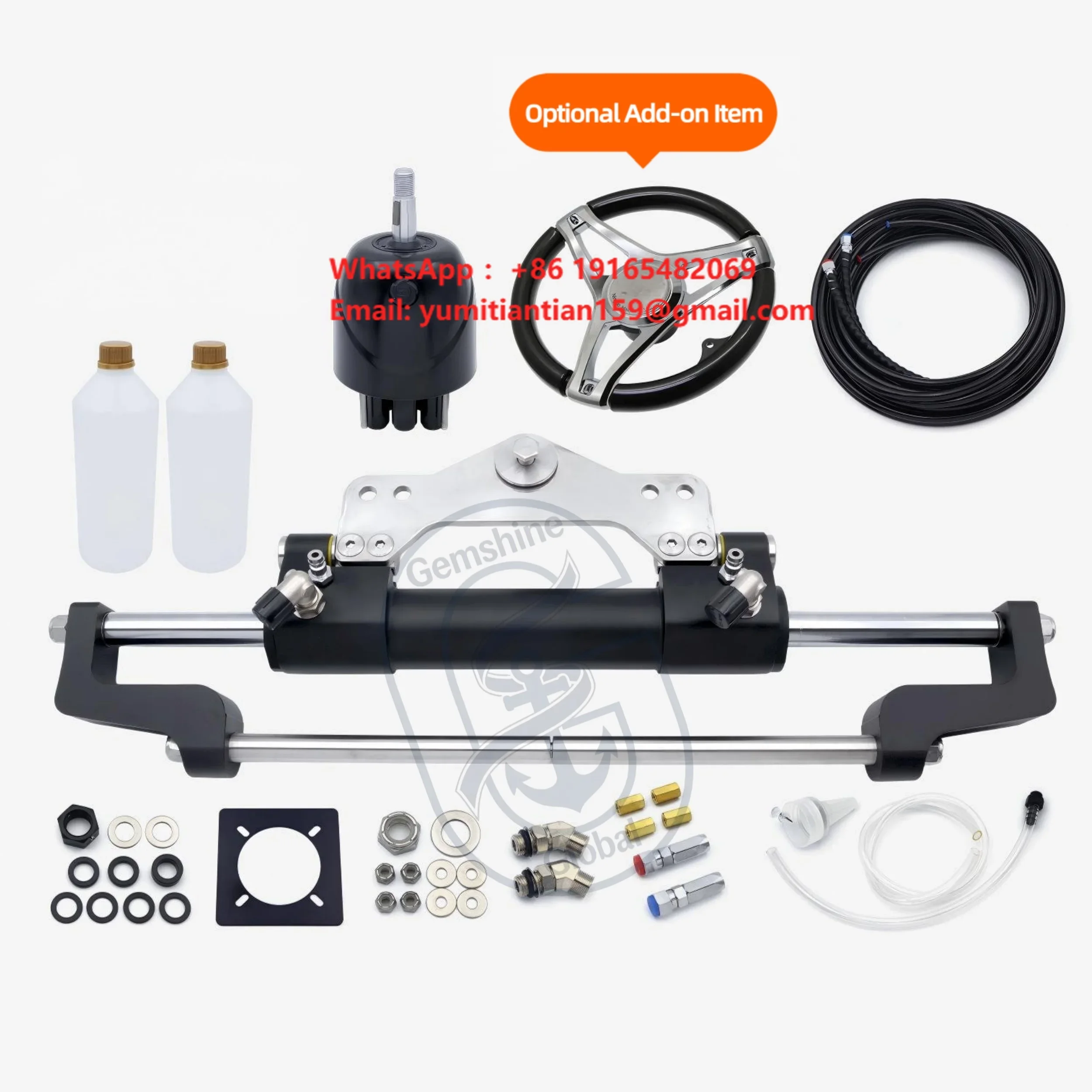 Hydraulic Outboard Steering System Kit for 350HP Complete Marine Boat Steering Kit for 2-Stroke & 4-Stroke Outboard Motors