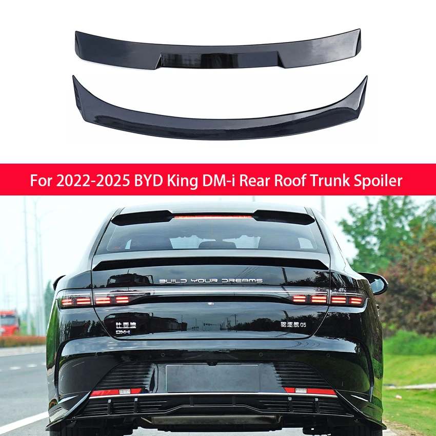 

For BYD KING DM-i‌ ABS Plastic Black Carbon Look Rear Roof Trunk Spoiler Wings Tuning Body Kit Accessories 2022 2023 2024 2025