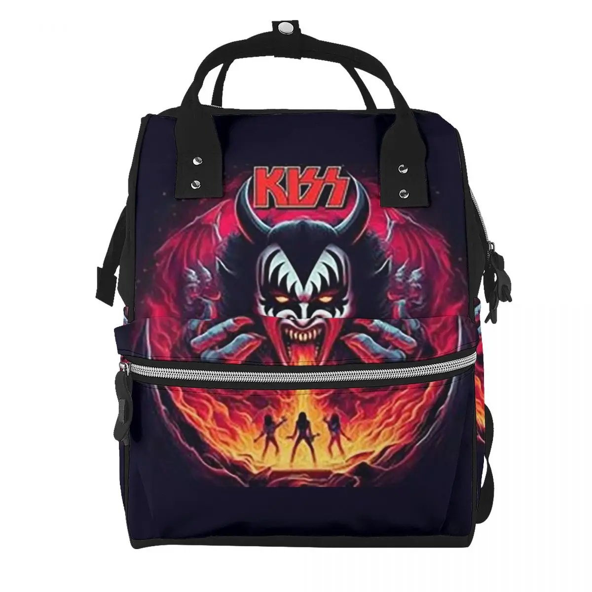 KISS The Band Demon Red Rock Music Student Backpack School Bag Hiking Travel Daypack for Men Women Bookbag Shoulder Bags