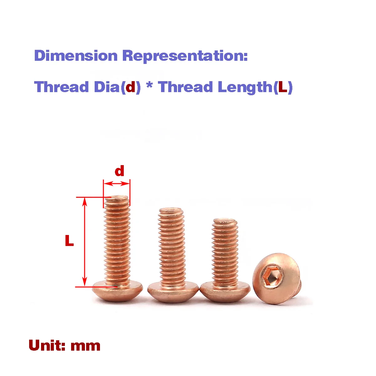 Red Copper Half Round Hex Socket Screw M3m4m5m6m8