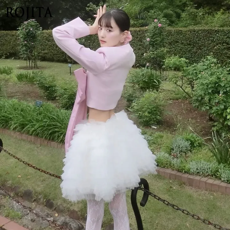 

Japanese-style Elastic Waist Mesh Puffy Skirt Women 2026 New Layered Cake Skirt with Safety Shorts Available in Two Colors