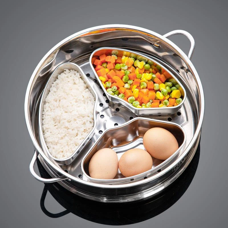 

1/3Pcs Fan-shaped Steaming Box 304 Stainless Steel Kitchenware Thickened Steaming And Stewing