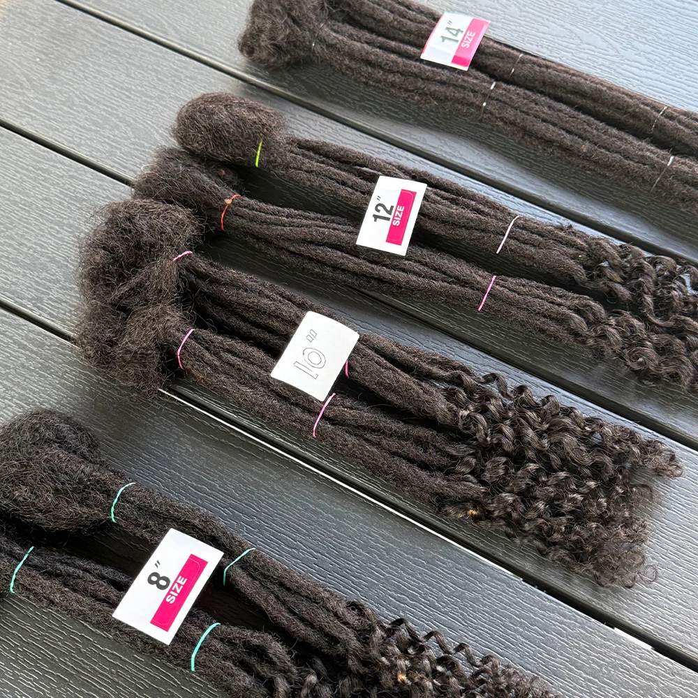 اليدوية مجعد الذيل أقفال تمديد الشعر البشري الطبيعي ملحقات Dreadlock مع أطراف مجعد 8-14 بوصة للنساء الرجال #6