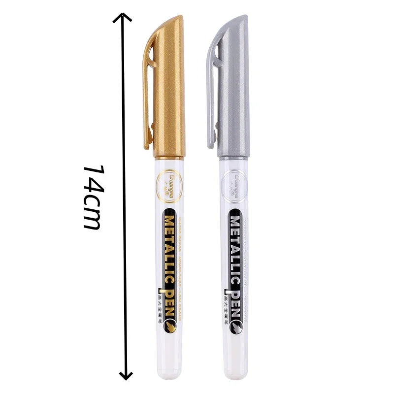 New 6Pcs Gold Silver Epoxy Resin Drawing Pen Gold Leafing Point Pen Marker Acrylic Paint Highlights Metallic Permanent Marker