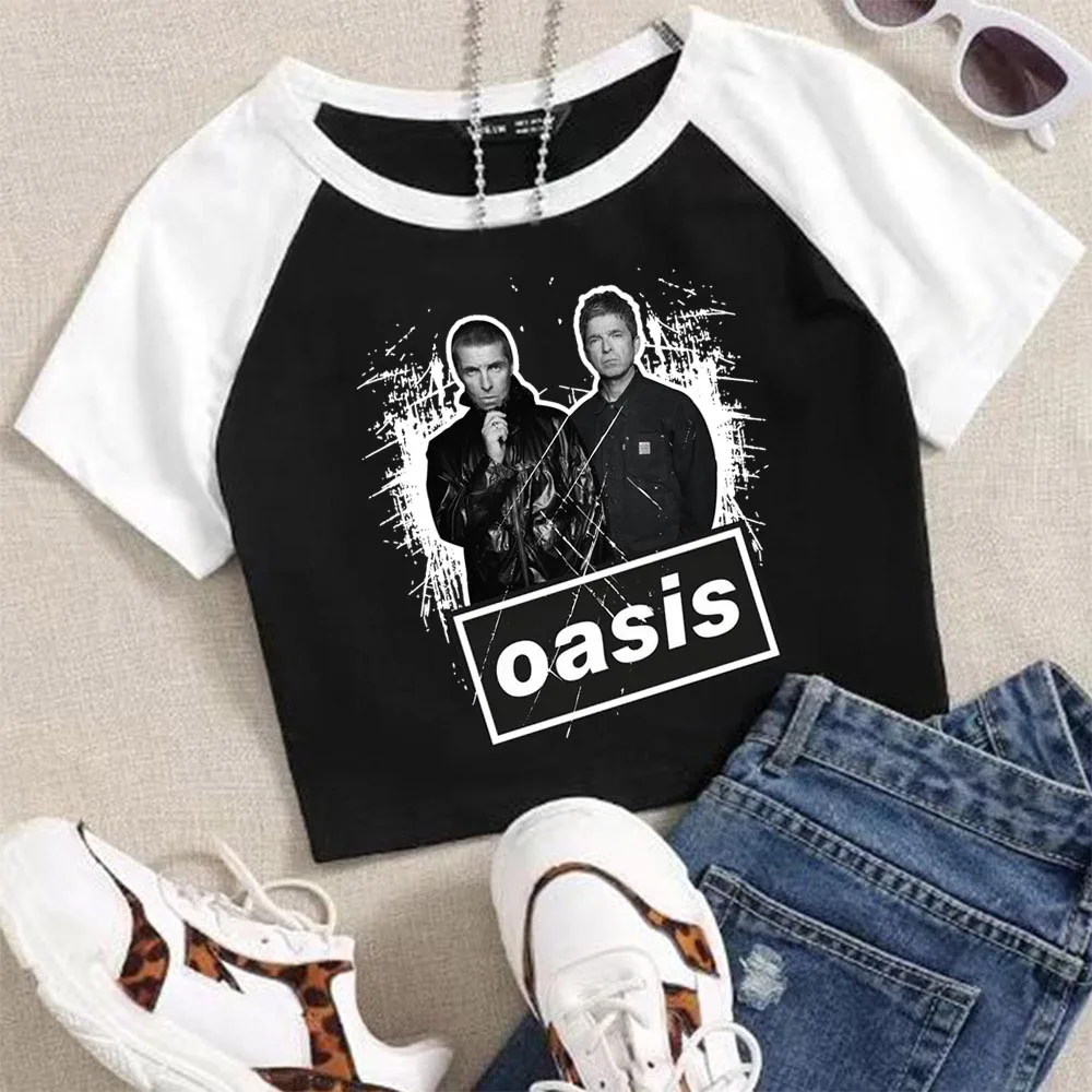 

oasis UK European Tour 2025 Crop Top Sexy Girls Short Sleeves Shirt Fan Gift