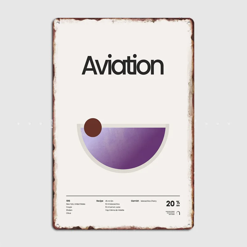Aviation Cocktail Drink Poster Retro Metal Custom Sign Pub Club Room Decoration Bar Posters Indoor Home Wall Decor