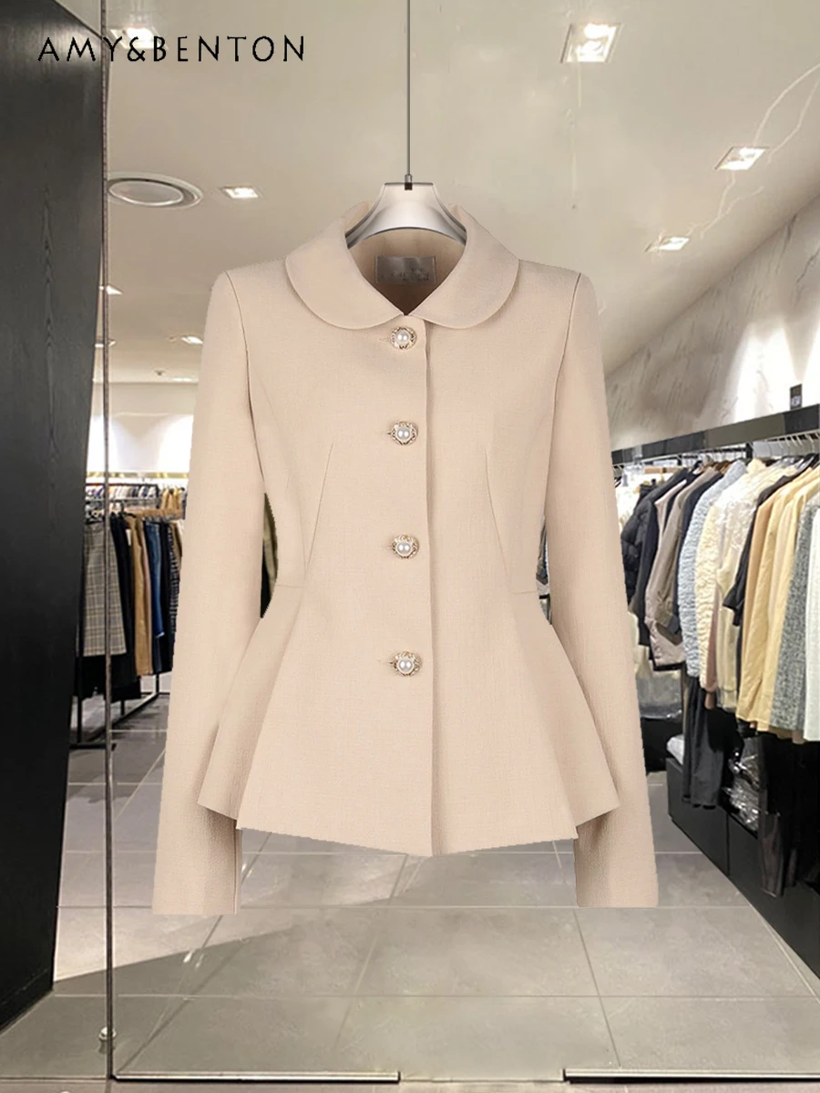 

Commuter Style Fashion Slim Blazer Women 2024 Autumn New Office Lady Korean Temperament Lapel Single-breasted Versatile Blazers