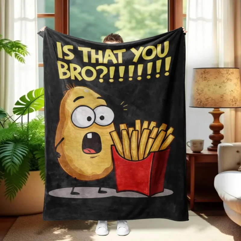 

Potato Themed Flannel Blanket - 230g All-Season Sofa Car Camping Holiday Gift