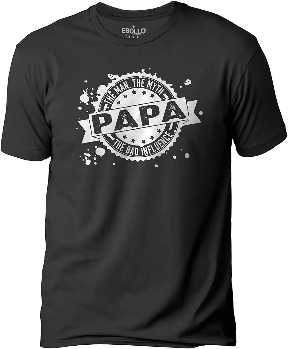 Papa The Man Myth Bad Influence | Fathers Day Graphic Novelty Funny T Shirt