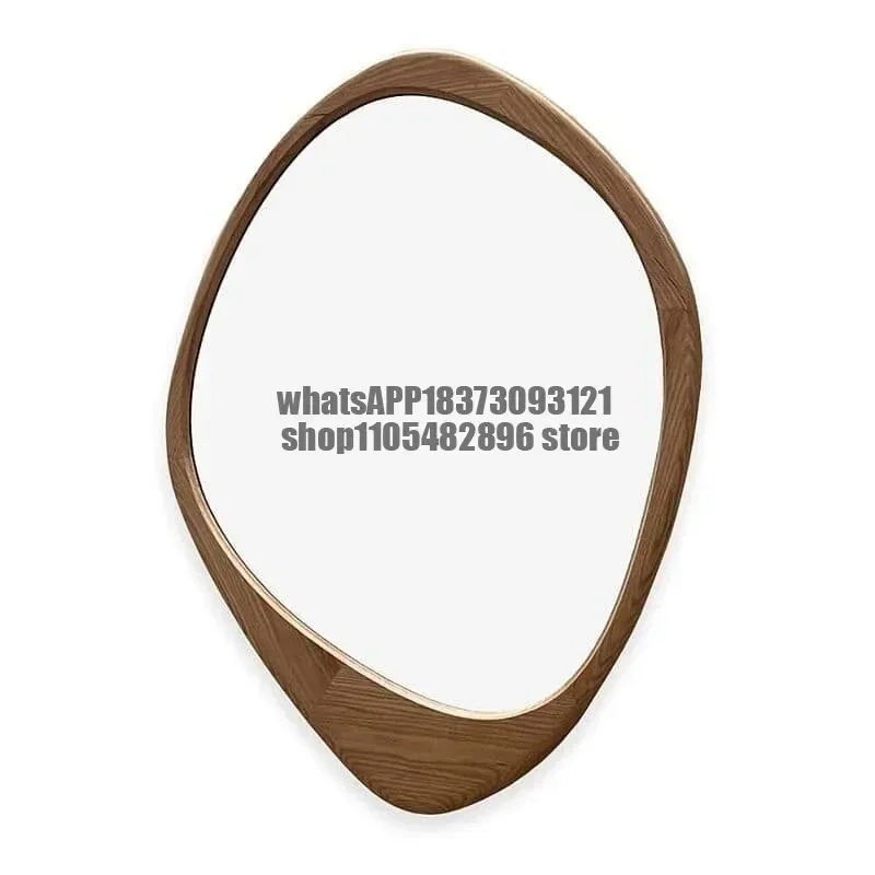 Nordic simple special-shaped wooden bathroom mirror wall-mounted log frame dressing new Chinese decorative mirror