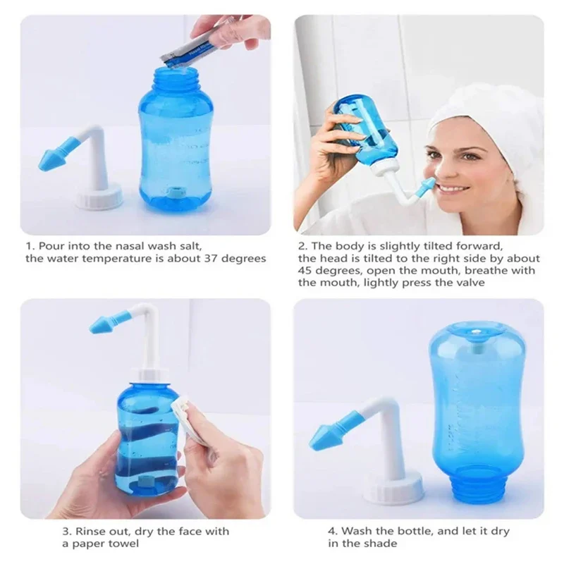Pot de lavage du nez Portable de 300ml, pour adultes et enfants, nettoyeur de nez, irrigateurs nasaux, système de rinçage Nasal