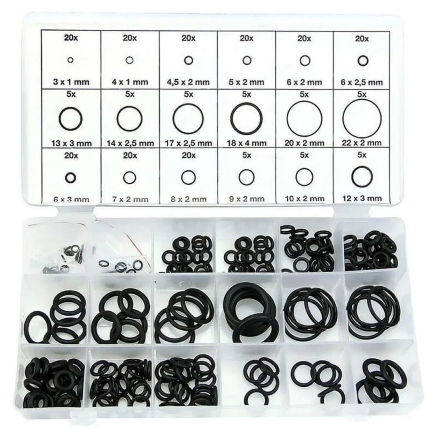 

Rubber O Ring Assortment Kit - Hydraulic Pipe Gasket Seal Set (225Pcs)