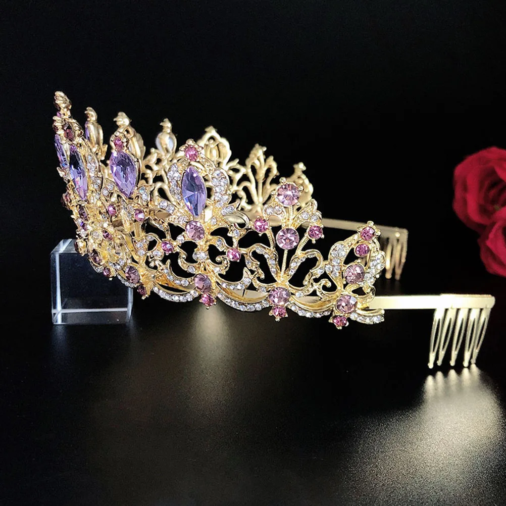

Bridal Crown Headdress Rhinestone Elegant Decor Retro Women Tiara Wedding Dress Accessory Zinc Alloy Crystal Stylish Simple