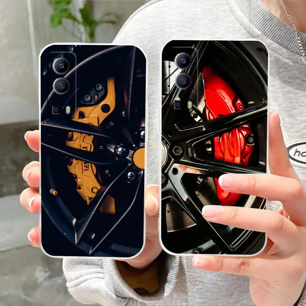 Clear Phone Case For VIVO Y30 Y32 Y33S Y50 Y51S Y52S Y53S Y55S Y66 Y77 Y93 Y95 Y97 V20 V21 5G 4G Case Funda Luxury Car Wheels