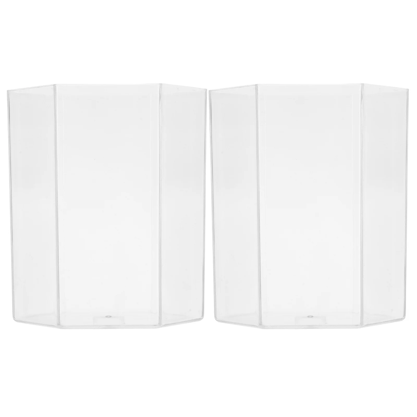 

2Pcs Clear Acrylic Hexagonal Pen Holder Desk Organizer Makeup Brush Storage Cup Office Stationery Container Box